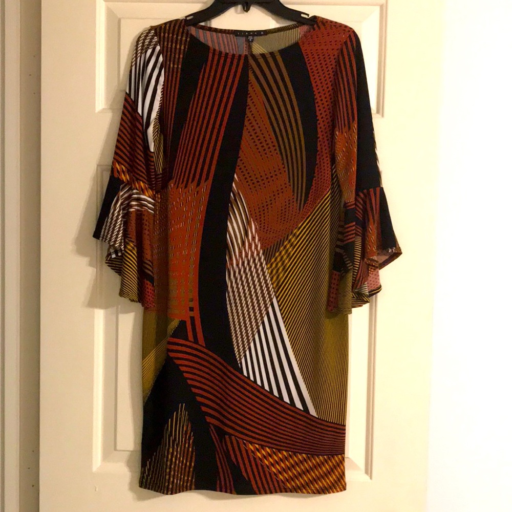 Tiana B. Abstract Patterned Dress with bell sleeve